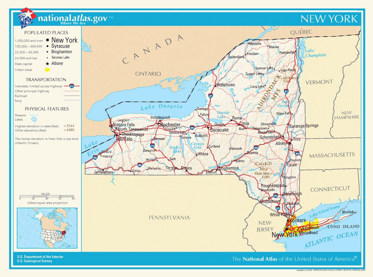 Map of roads of New York