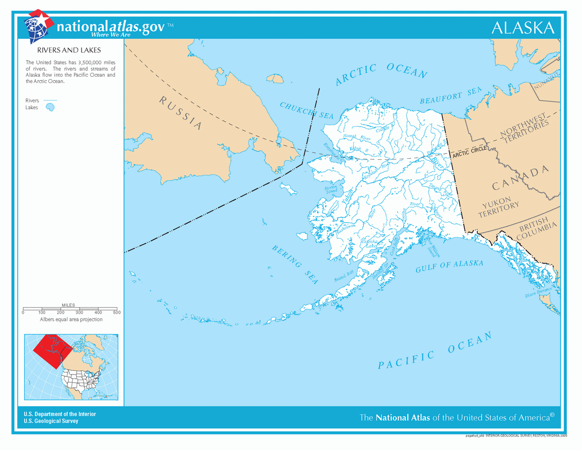 Map of rivers and lakes of Alaska