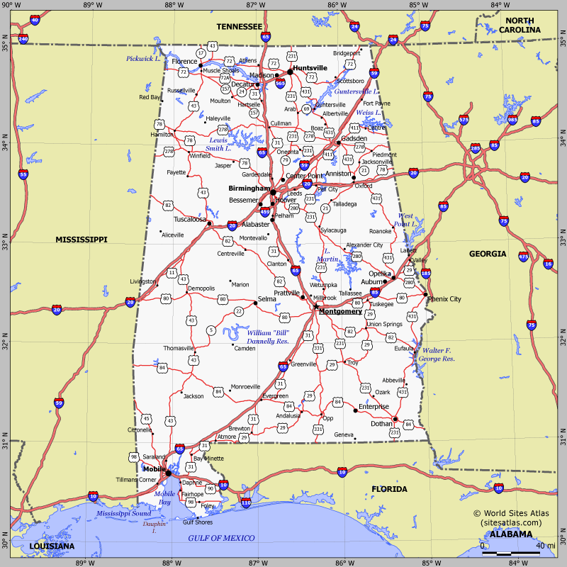 Map of Alabama state