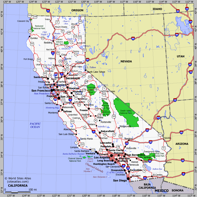 Map of California state