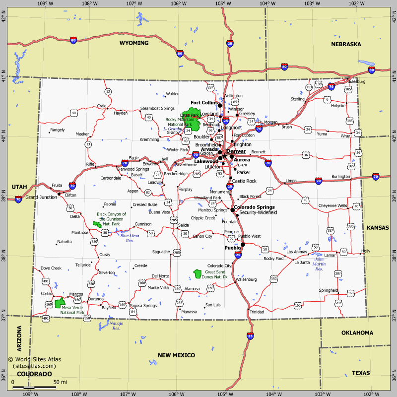 Map of Colorado state