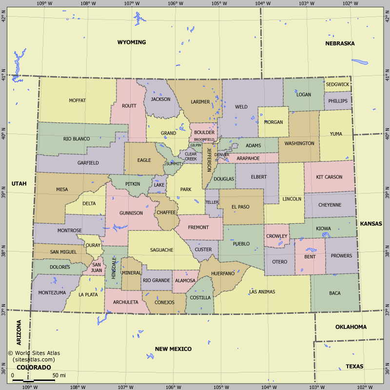 Map of division into districts of Colorado