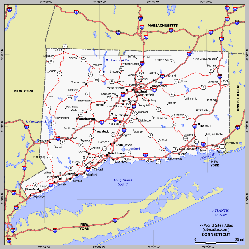 Map of Connecticut state