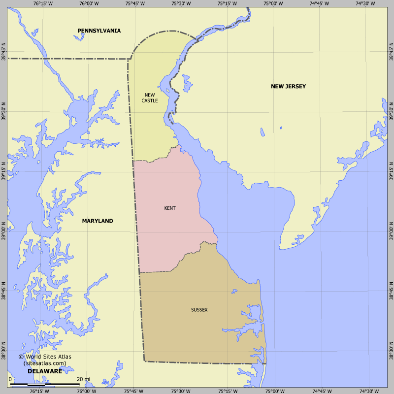 Map of division into districts of Delaware