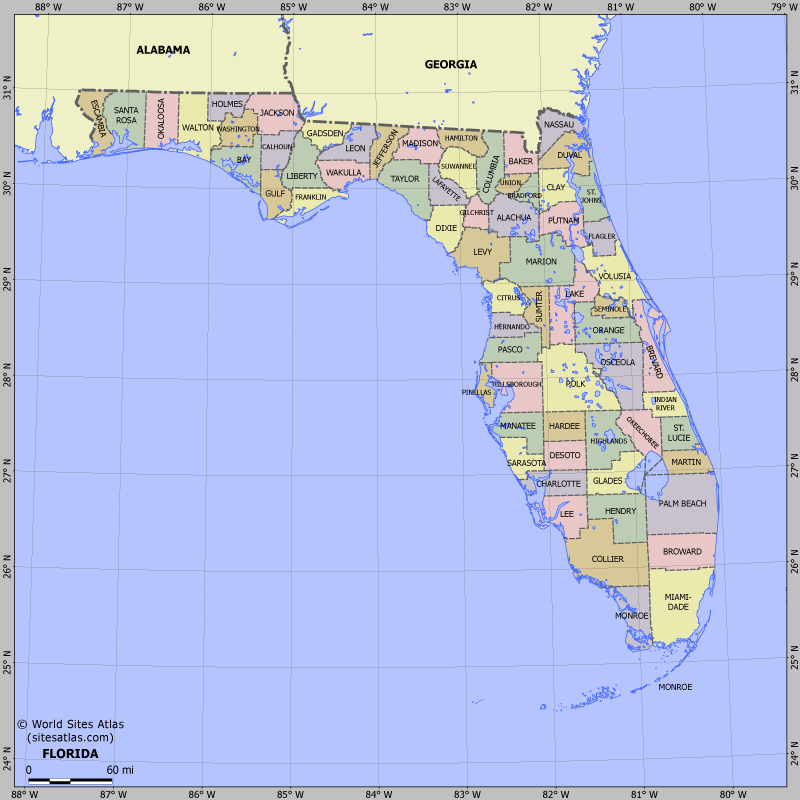 Map of division into districts of Florida