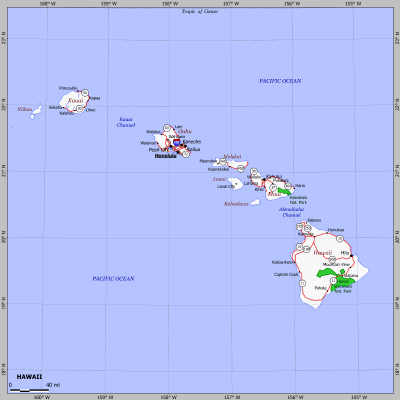 Map of Hawaii state