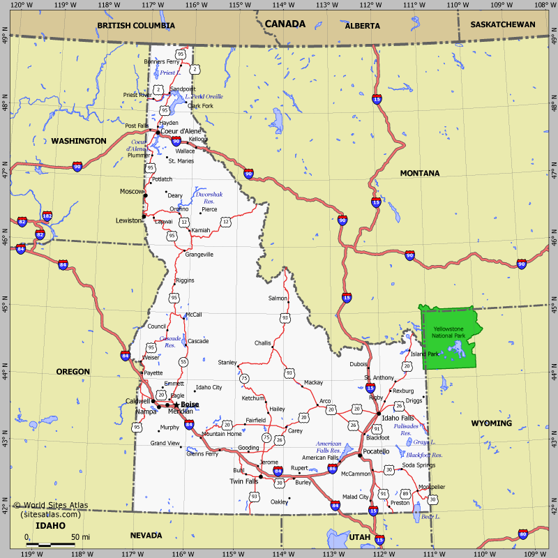 Map of Idaho state