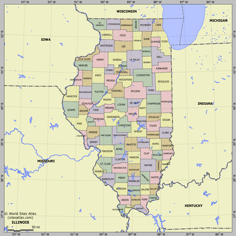 Map of division into districts of Illinois