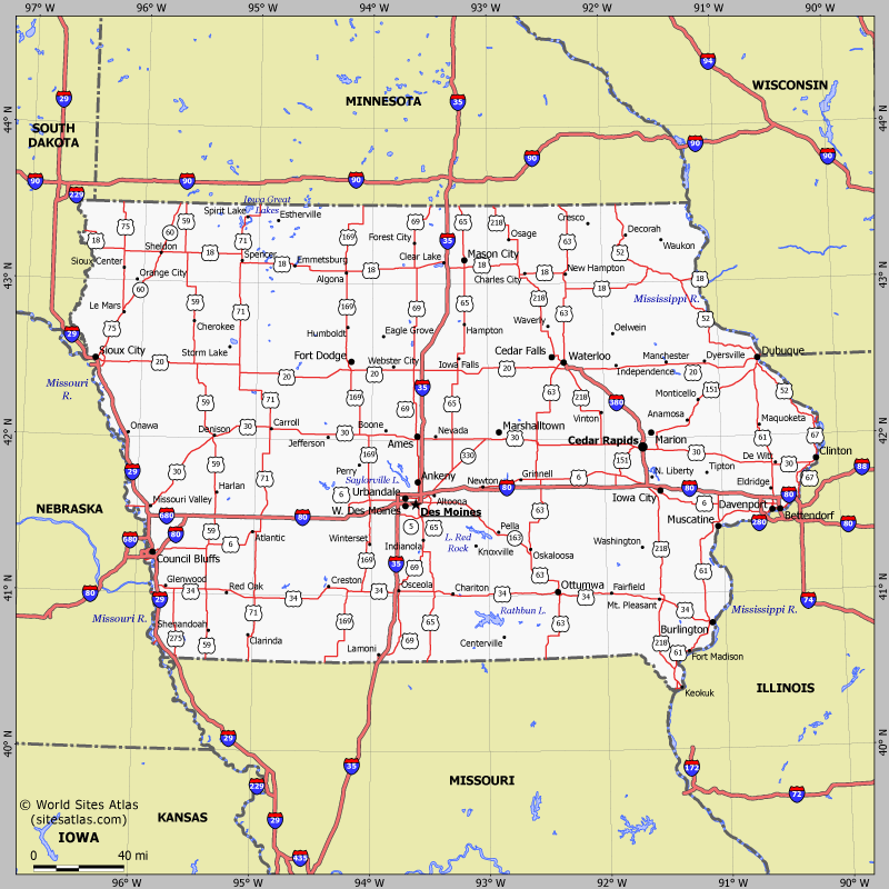 Map of Iowa state