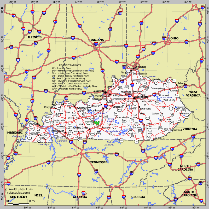 Map of Kentucky state