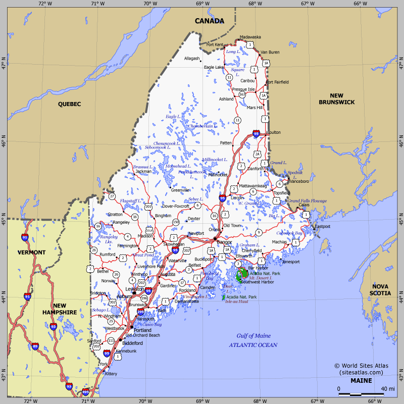 Map of Maine state