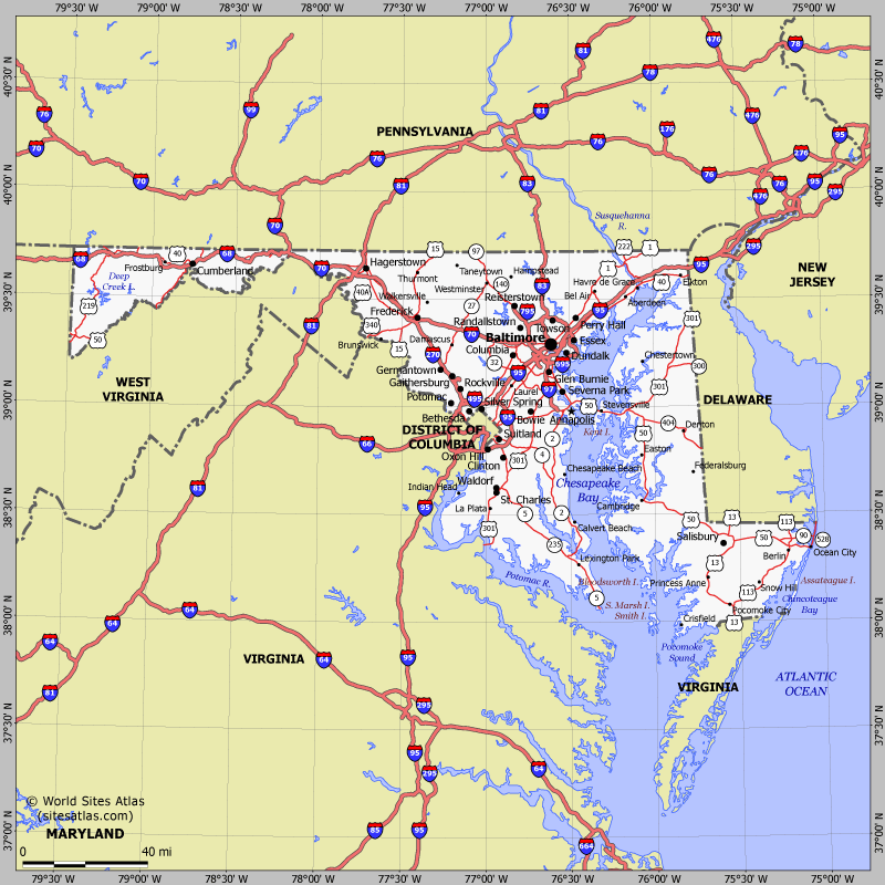 Map of Maryland state