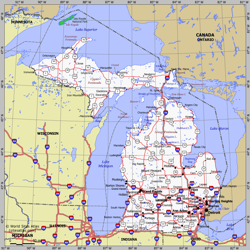 Map of Michigan state