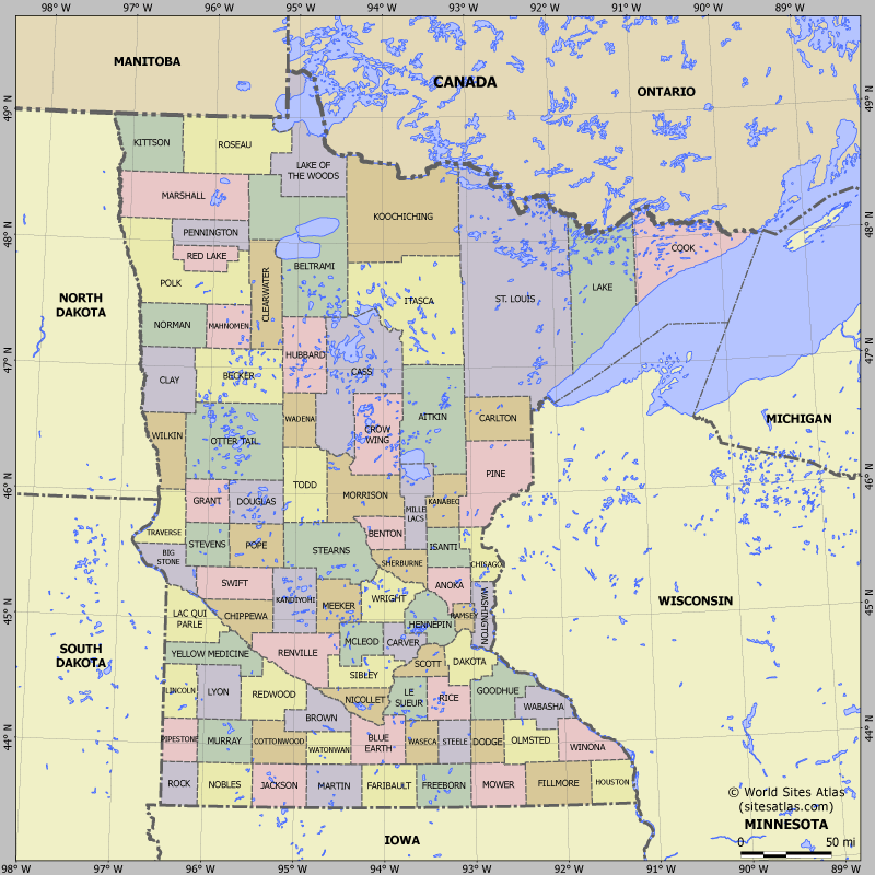 Map of division into districts of Minnesota