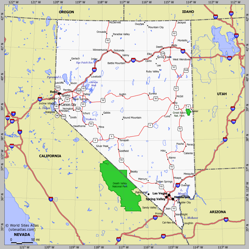 Map of Nevada state