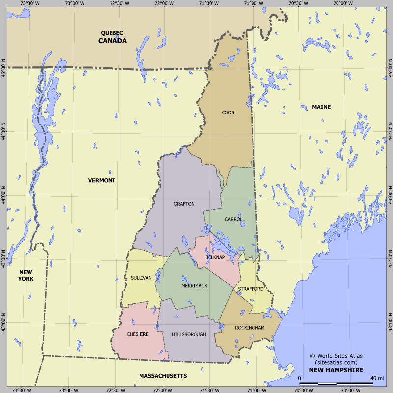 Map of division into districts of New Hampshire