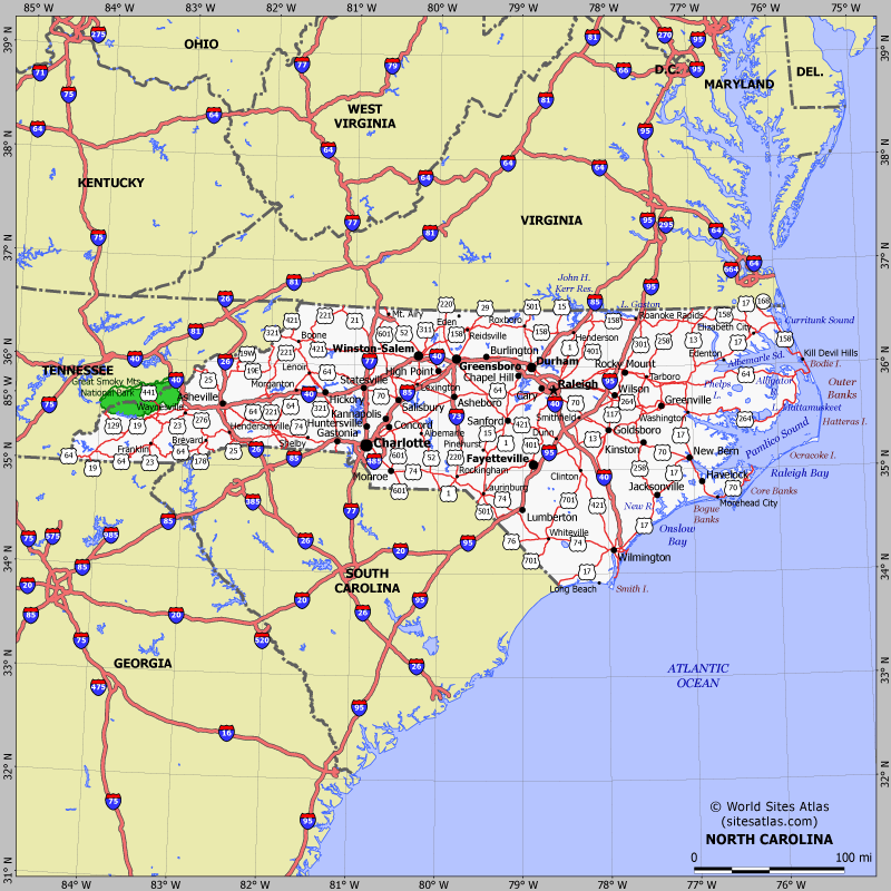 Map of North Carolina state