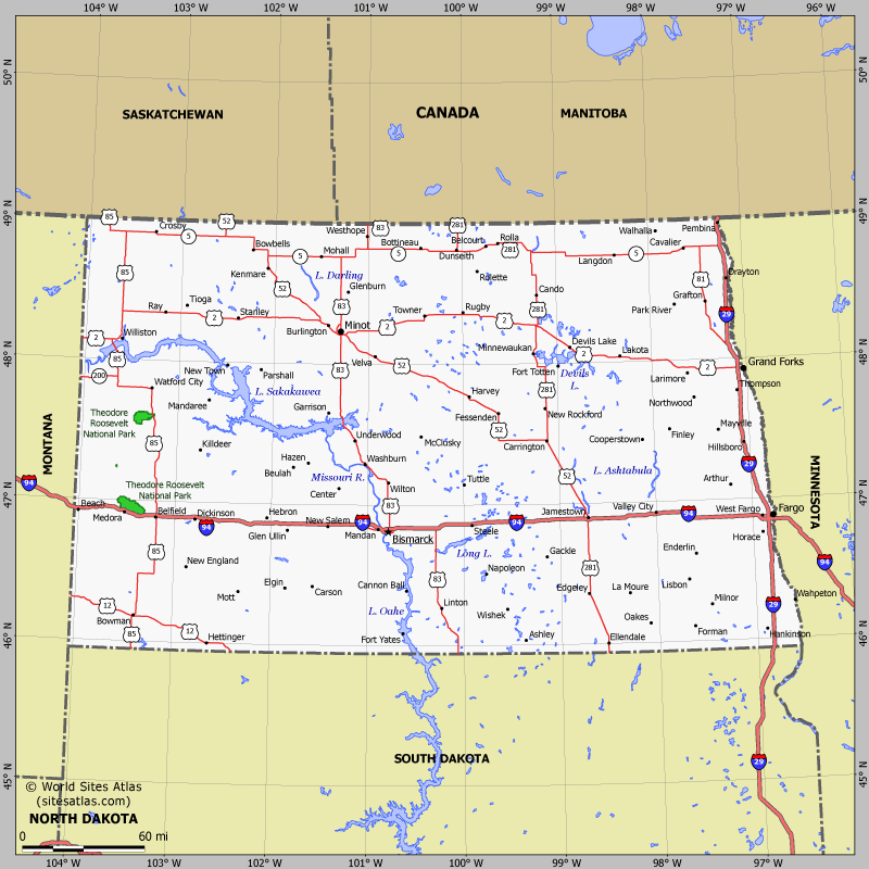 Map of North Dakota state