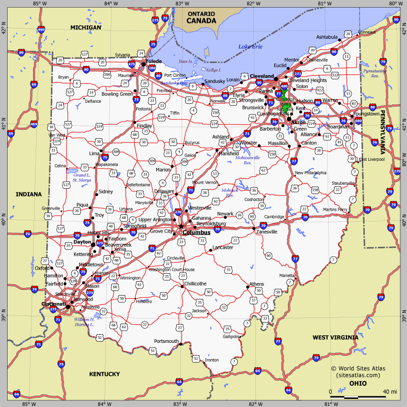 Map of Ohio state