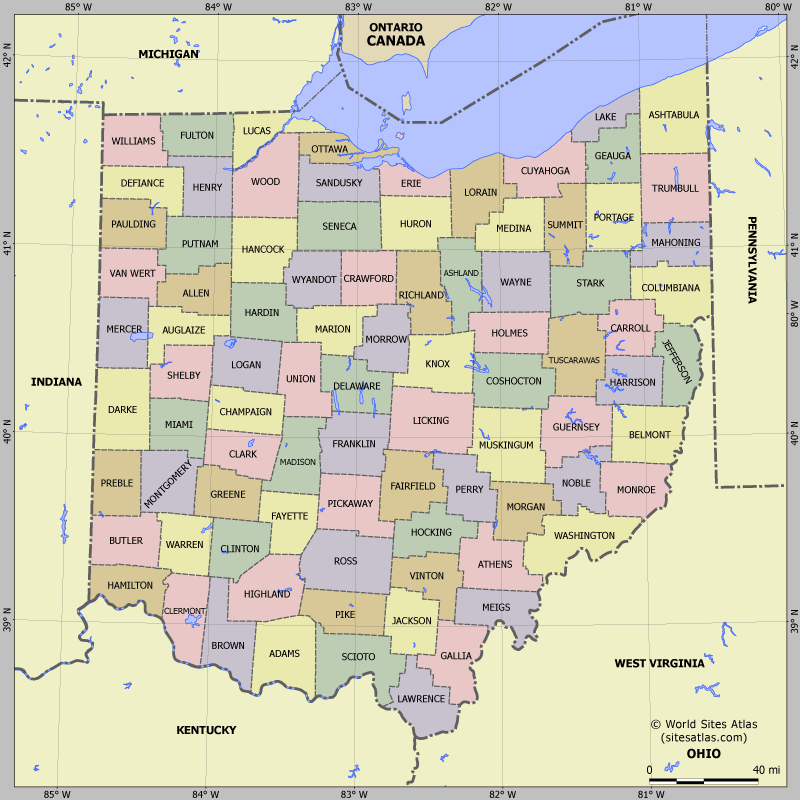 Map of division into districts of Ohio