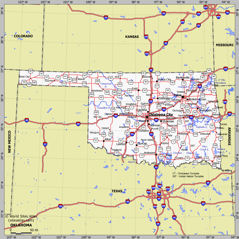 Map of Oklahoma state