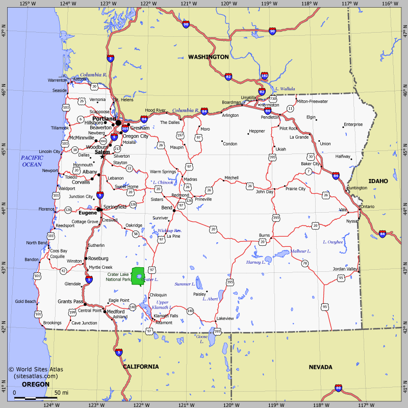 Map of Oregon state