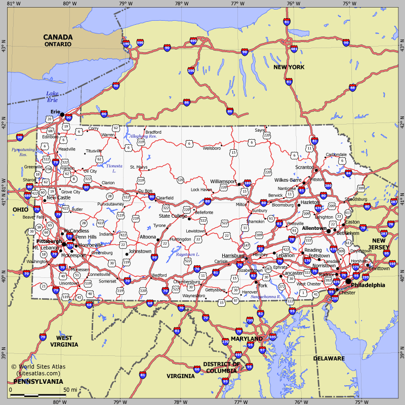 Map of Pennsylvania state