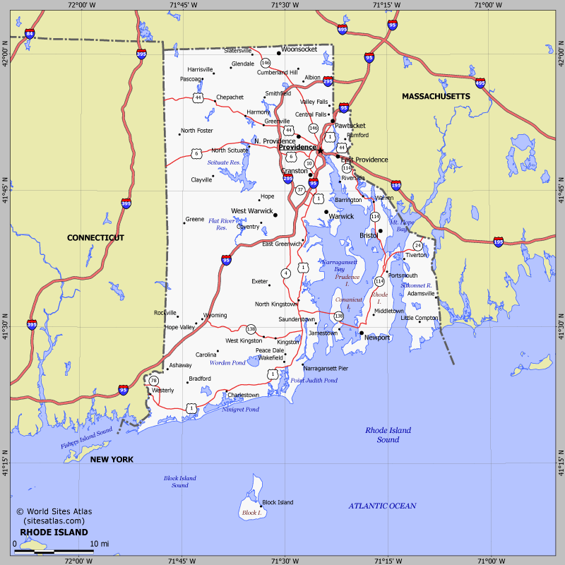 Map of Rhode Island state