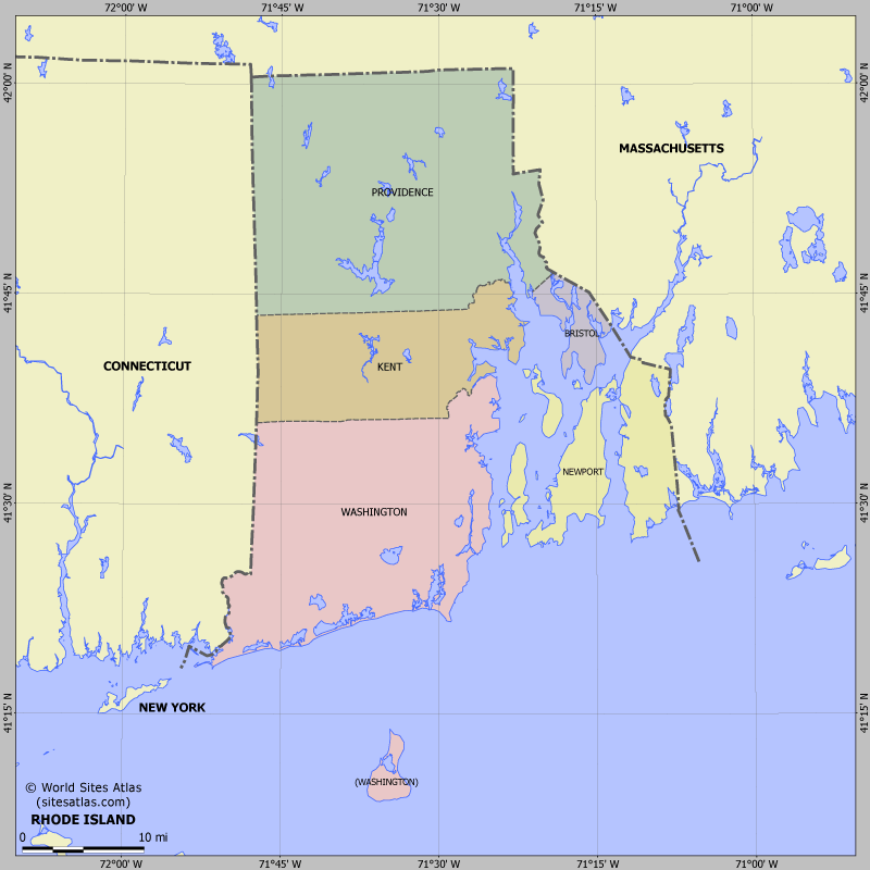 Map of division into districts of Rhode Island