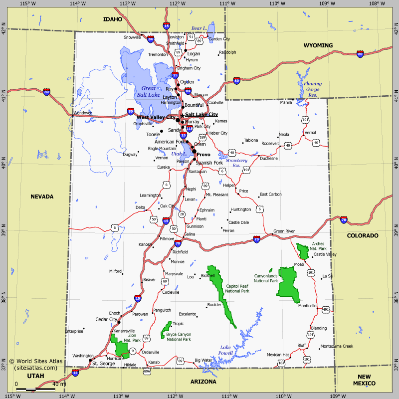 Map of Utah state