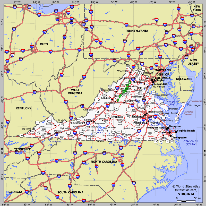 Map of Virginia state