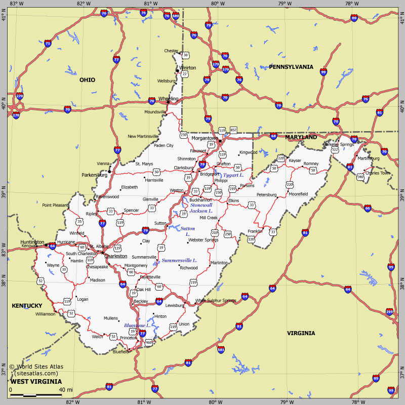 Map of West Virginia state