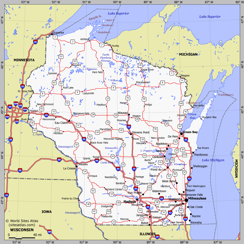 Map of Wisconsin state