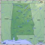 Map of relief of Alabama