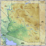 Map of relief of Arizona