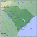 Map of relief of South Carolina